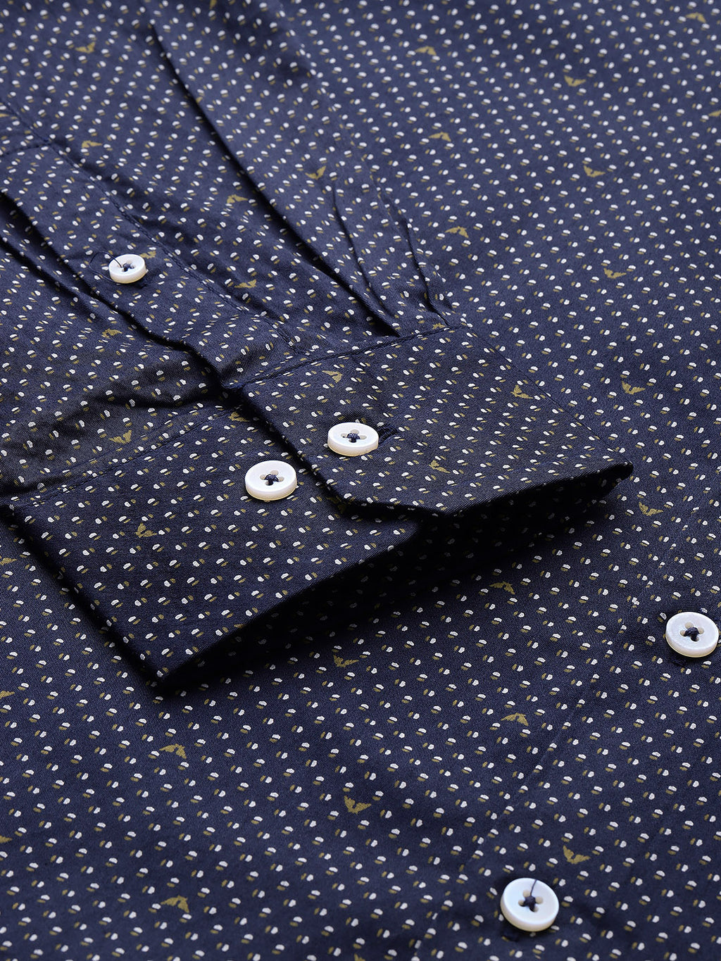 Thomas Scott Men DarkBlue Plus Size Regular Fit Micro Ditsy Printed Cotton Formal Shirt