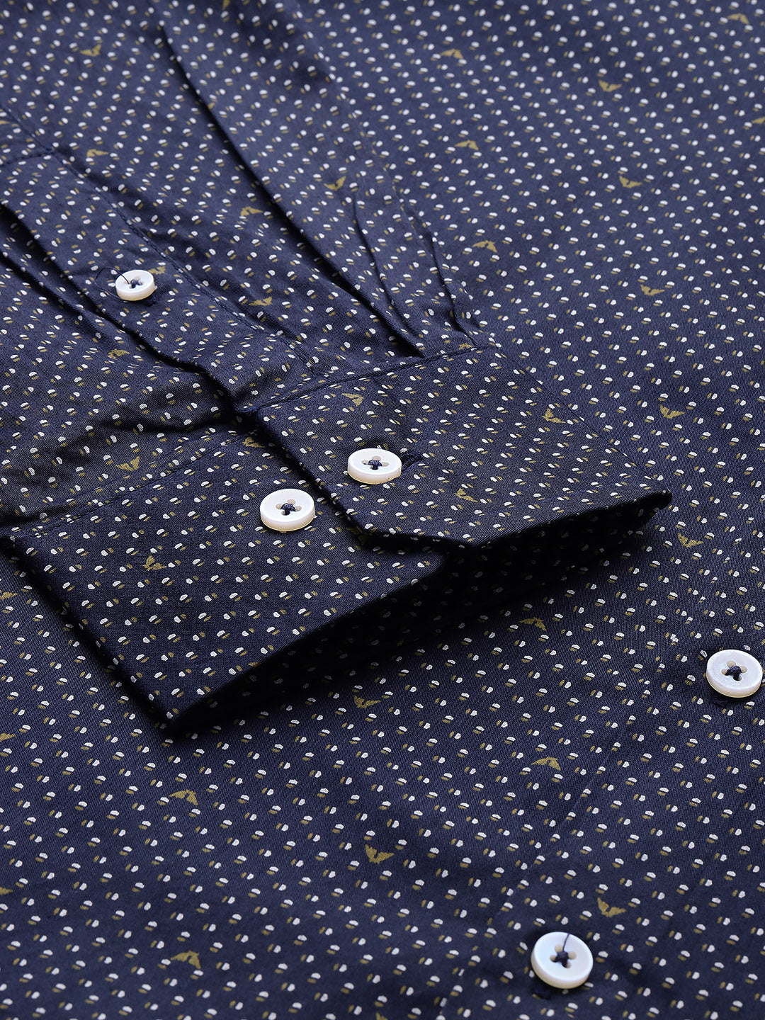 Thomas Scott Men DarkBlue Plus Size Regular Fit Micro Ditsy Printed Cotton Formal Shirt