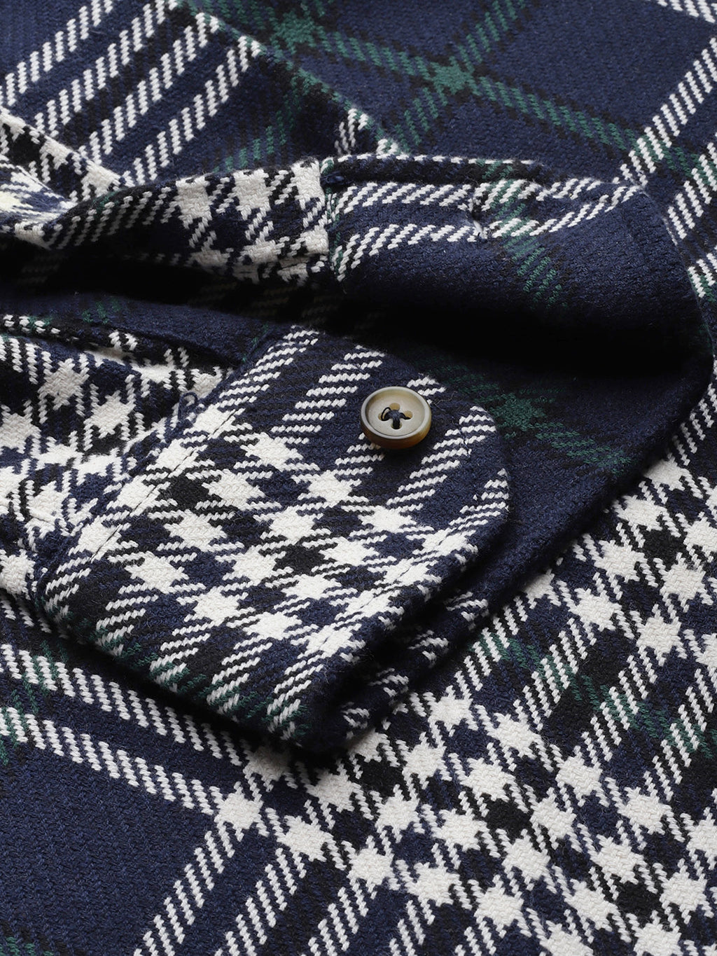 Thomas Scott Men NavyBlue Plus Size Regular Fit Tartan Checks Woven Shirt