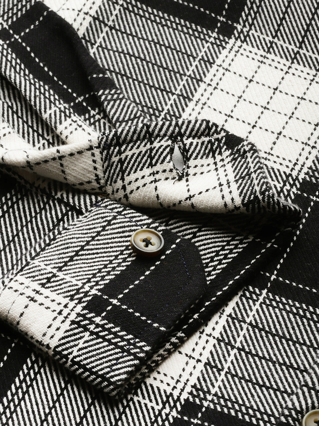 Thomas Scott Men Black Plus Size Long Sleeves Regular Fit Tartan Checks Woven Shirt