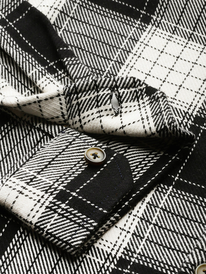 Thomas Scott Men Black Plus Size Long Sleeves Regular Fit Tartan Checks Woven Shirt