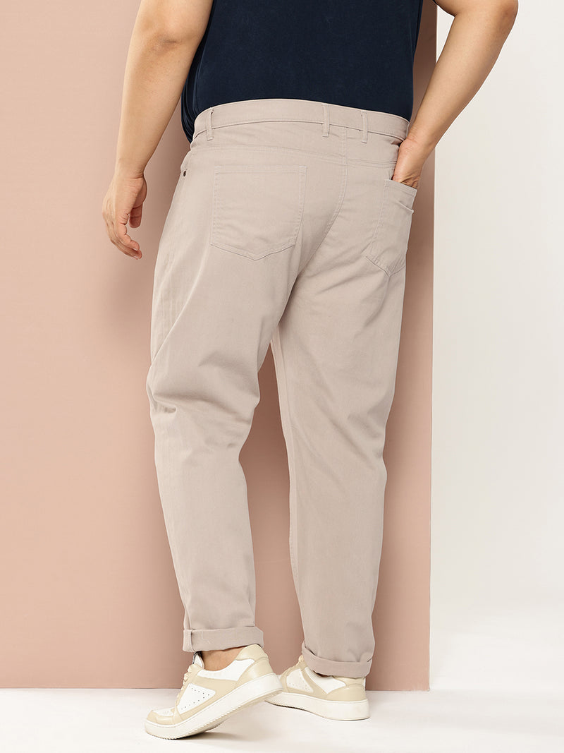 Thomas Scott Men DarkGrey Plus Size Regular fit Mid-rise Cotton Woven Chino Trouser