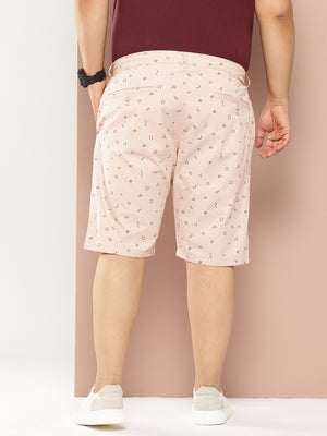 Thomas Scott Men Beige Plus Size Regular Fit Mid-Rise Geometric Print Woven Outdoor Shorts