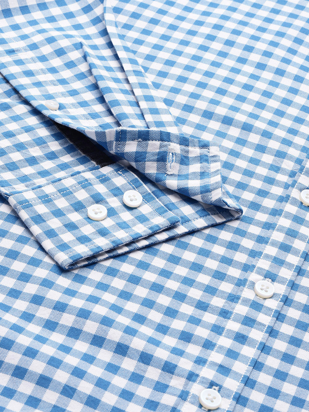 Thomas Scott Men Blue Plus Size Regular Fit Long Sleeves Gingham Checks Woven Casual Shirt