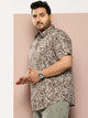 Thomas Scott Men Green Plus Size Regular Fit Short Sleeves Abstract Print Woven Casual Shirt