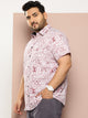Thomas Scott Men Red Plus Size Regular Fit Short Sleeves Geometric Print Woven Casual Shirt