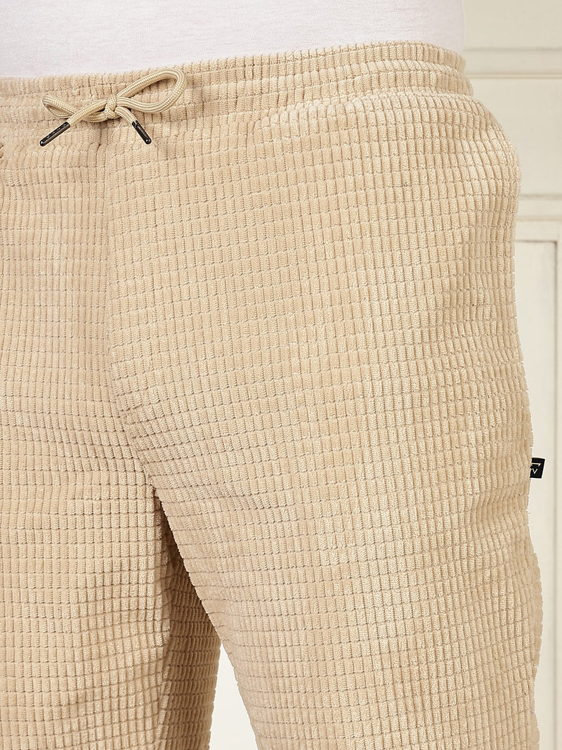 Thomas Scott Men Beige Mid-Rise Regular Fit Self Design Knee Length Knitted Shorts