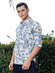 Blue Regular Fit Long Sleeves Geometric Print Pure Cotton Casual Shirt For Men