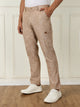 Thomas Scott Men Beige Mid-Rise Straight Fit Striped Linen Trouser