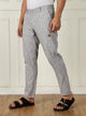 Thomas Scott Men Grey Mid-Rise Straight Fit Striped Linen Trouser