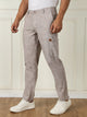 Thomas Scott Men Light Brown Mid-Rise Straight Fit Striped Linen Trouser