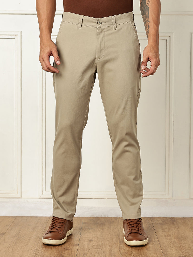 Thomas Scott Men Grey Mid-Rise Straight Fit Solid Woven Chinos Trouser
