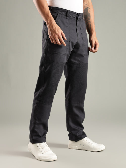 Thomas Scott Men Dark Grey Mid-Rise Relaxed Fit Woven Trouser
