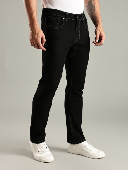 Thomas Scott Men Black Mid-Rise Straight Fit Stretchable Jeans
