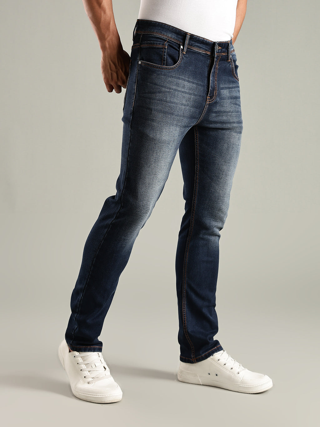 Thomas Scott Men Indigo Mid-Rise Straight Fit Stretchable Jeans