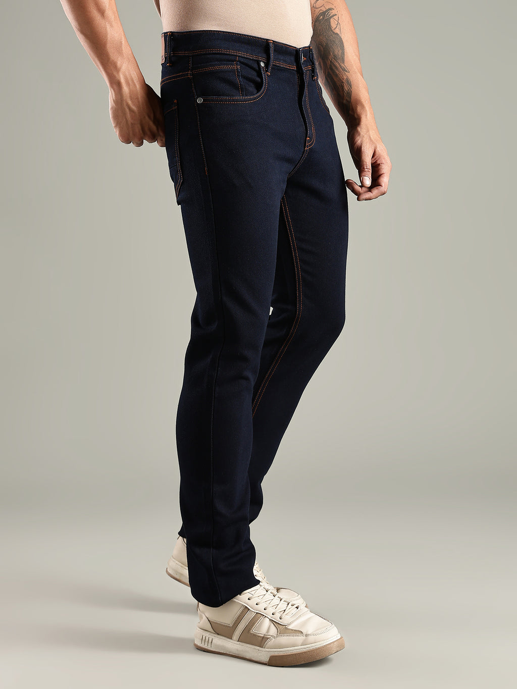 Thomas Scott Men Indigo Mid-Rise Straight Fit Stretchable Jeans