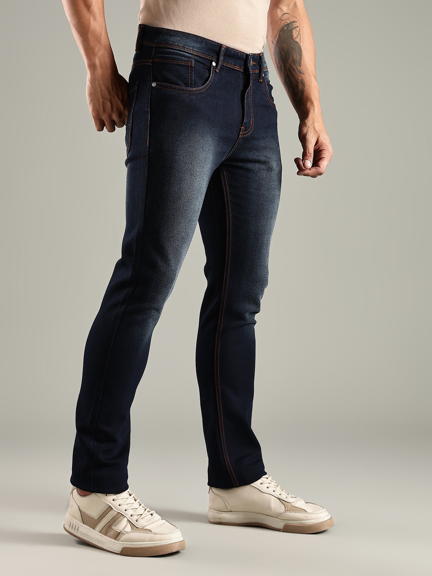 Thomas Scott Men Indigo Mid-Rise Straight Fit Stretchable Jeans