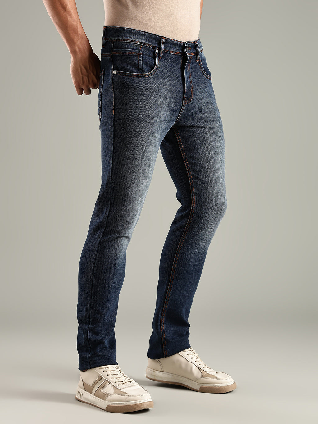 Thomas Scott Men Indigo Mid-Rise Straight Fit Stretchable Jeans