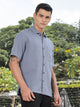 Thomas Scott Men Mid Blue Slim Fit Short Sleeves Self Design Seersucker Shirt