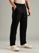 Black Mid-Rise Relaxed Fit Woven Trouser For Men