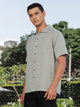Thomas Scott Men Grey Short Sleeves Oversized Cotton Linen Casual Shirt