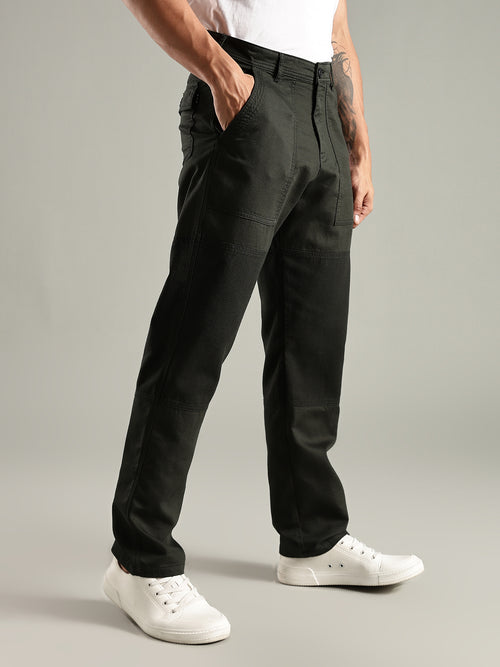 Thomas Scott Men Dark Green Mid-Rise Relaxed Fit Woven Trouser