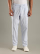 Blue Straight Fit Mid-Rise Sriped Linen Trouser For Men