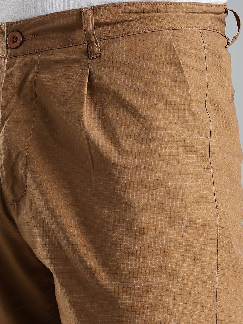 Thomas Scott Men Khaki Mid-Rise Regular Fit Solid Cotton Shorts