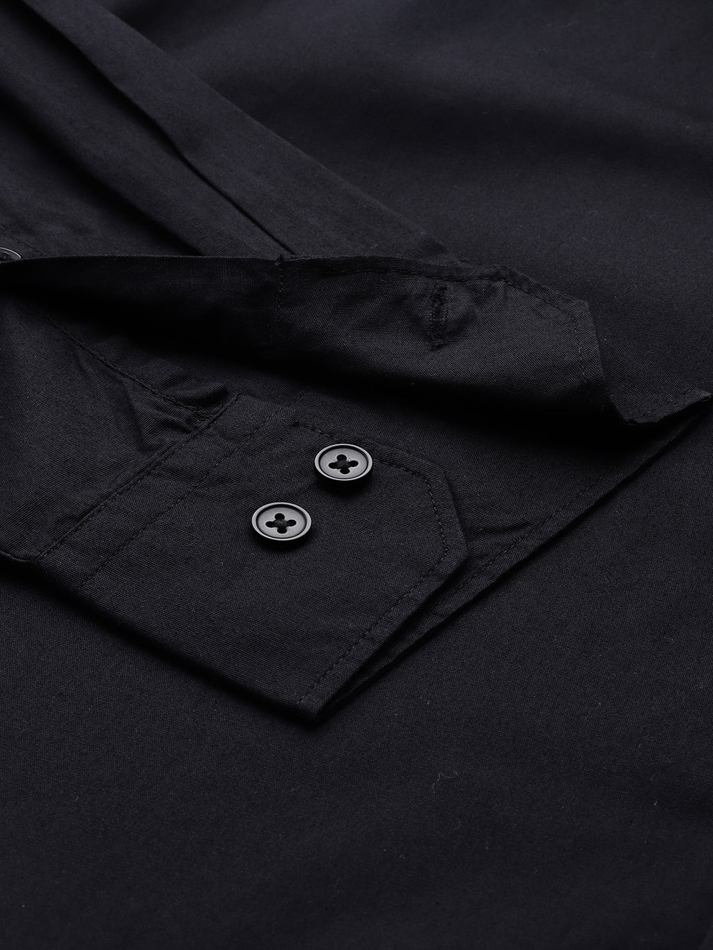 Thomas Scott Men Black Plus Size Regular Fit Long Sleeves Spread Collar Casual Shirt