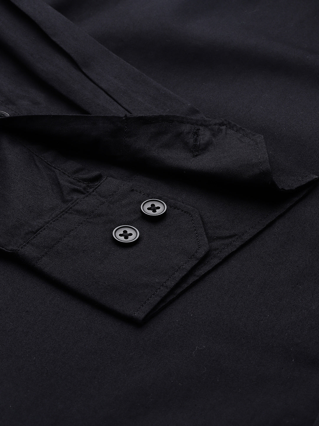 Thomas Scott Men Black Plus Size Regular Fit Long Sleeves Spread Collar Casual Shirt