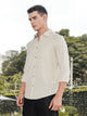 Thomas Scott Men Khaki Slim Fit Long Sleeves Windowpane Checks Linen Casual Shirt