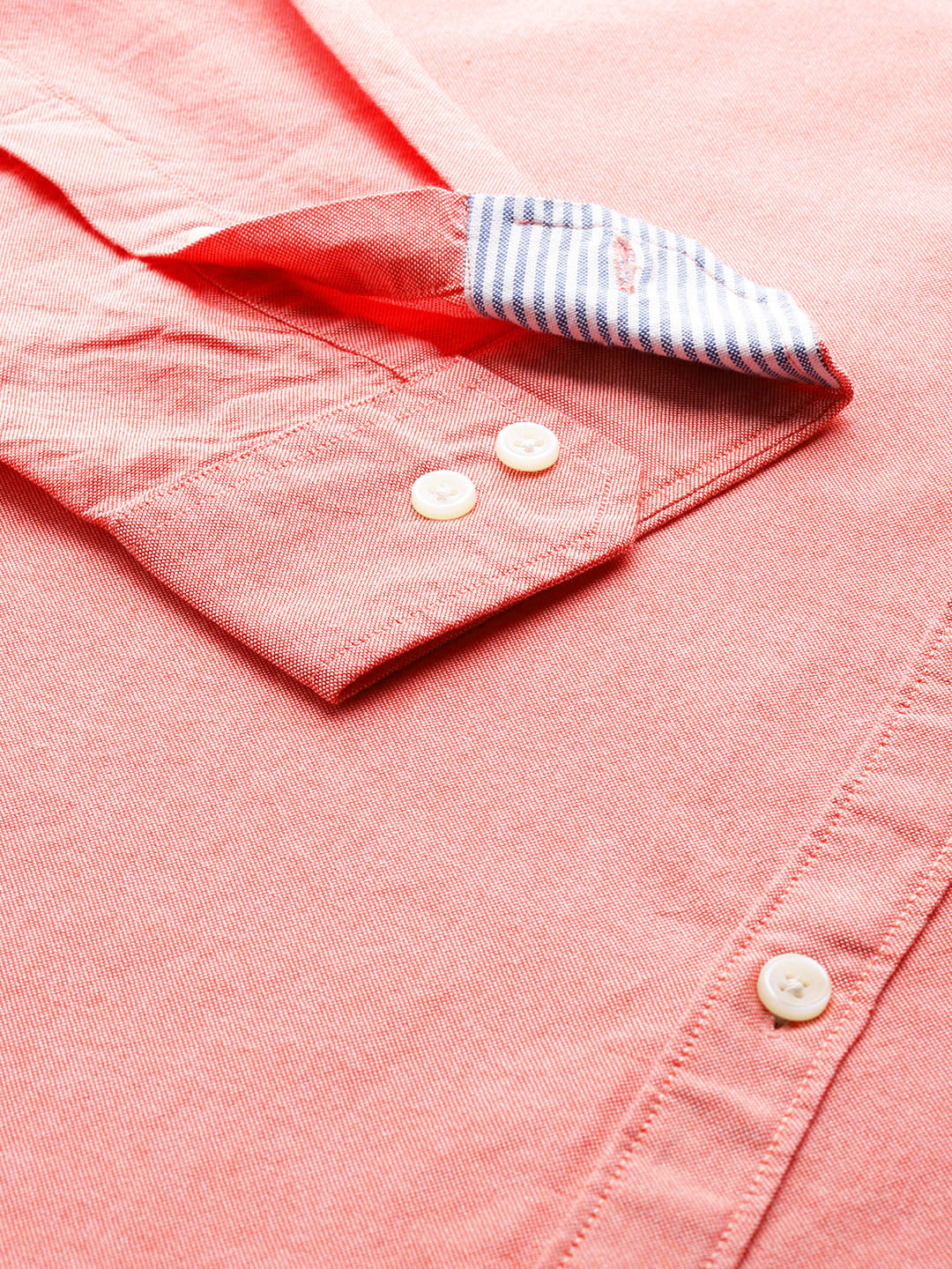 Red Plus Size Regular Fit Long Sleeves Button-Down Collar Cotton Casual Shirt For Men