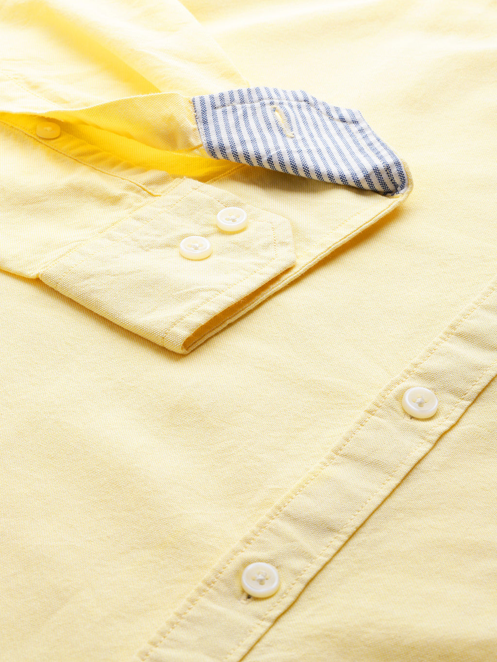 Thomas Scott Men Yellow Plus Size Regular Fit Long Sleeves Button-Down Collar Cotton Casual Shirt
