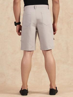 Thomas Scott Men Grey Straight Fit Mid-Rise Cargo Shorts