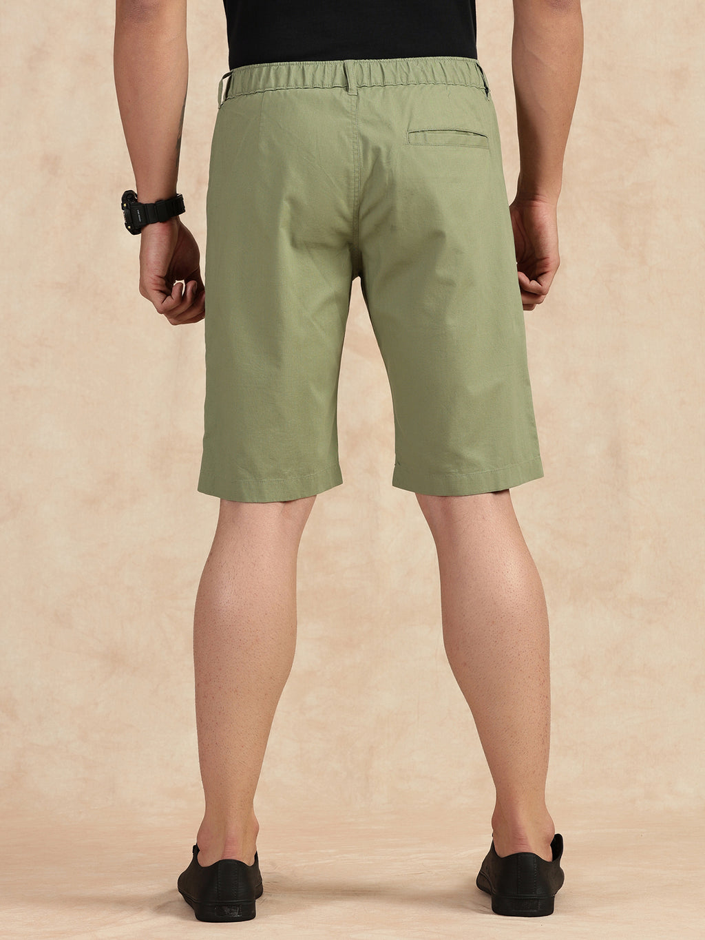 Thomas Scott Men Light Green Regular Fit Mid Rise Pure Cotton Shorts