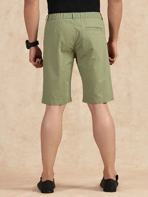 Thomas Scott Men Light Green Regular Fit Mid Rise Pure Cotton Shorts