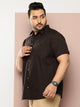 Coffee Premium Plus Size Regular Fit Short Sleeves Spread Collar Solid Casual Shirt For Men