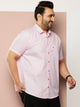 Pink Premium Plus Size Regular Fit Short Sleeves Spread Collar Solid Casual Shirt For Men