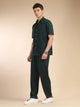 Bottle Green Relaxed Fit Solid Polyester Co-Ords Set For Men