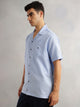 Thomas Scott Men Blue Oversized Fit Short Sleeves Cuban Collar Gingham Checks 100% Cotton Casual Shirt