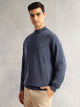 Thomas Scott Men Navy Regular Fit Long Sleeves Turtle Neck 100% Cotton Solid Knitted Pullover Sweater
