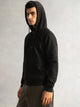 Thomas Scott Men Black Regular Fit Long Sleeves 2 Pockets Front-Open Knitted Hooded Sweatshirt