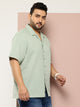 Pista Plus Size Oversized Fit Short Sleeves Cuban Collar Solid Cotton Linen Casual Shirt For Men