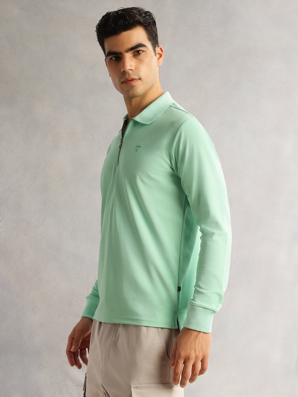 Thomas Scott Men Pista Regular Fit Long Sleeves Solid Polyester Knitted Polo Collar T-shirt