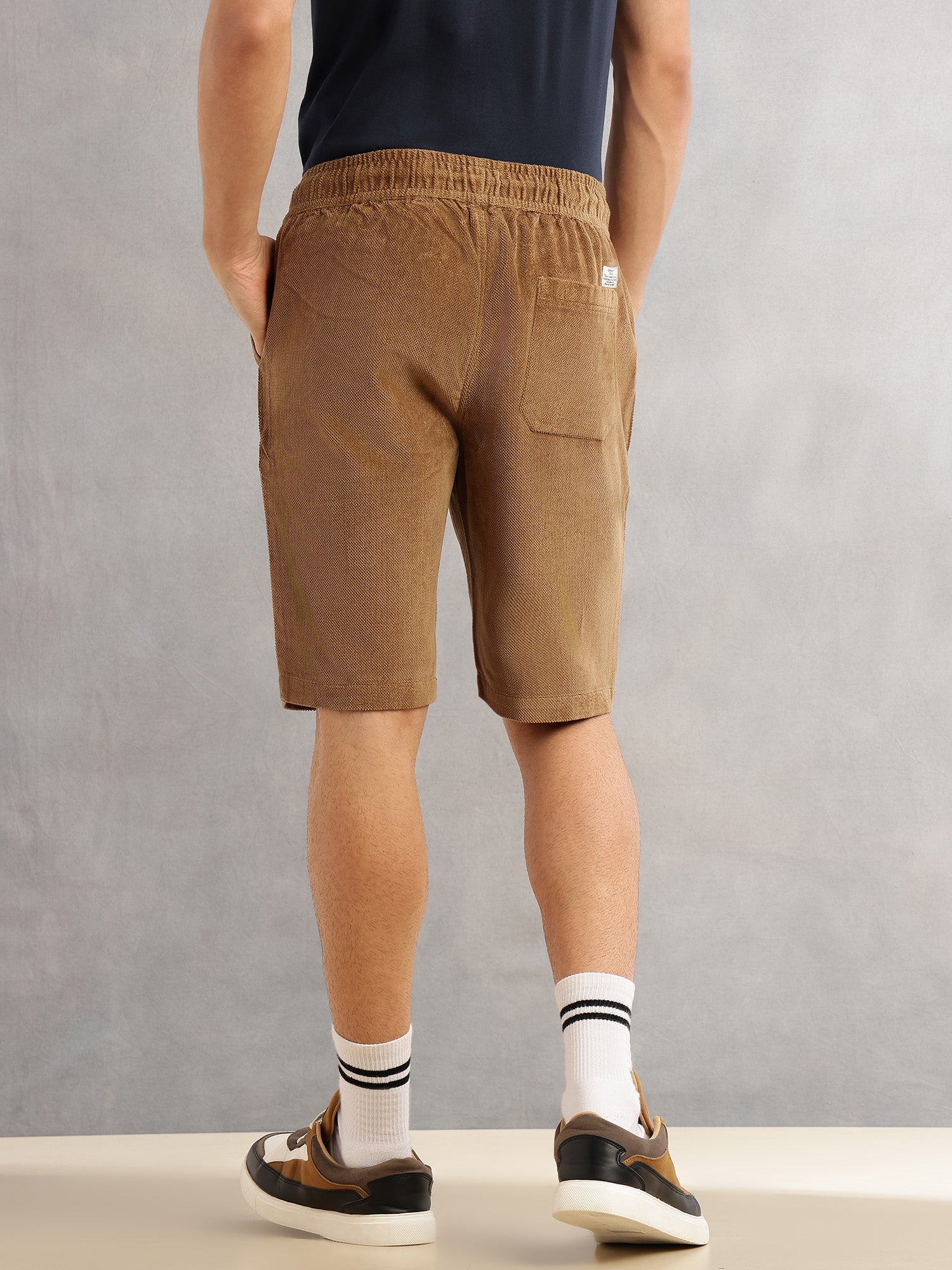Thomas Scott Men Beige Regular Fit Mid-Rise Corduroy Casual Shorts
