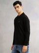 Thomas Scott Men Black Regular Fit Long Sleeves Solid Polo Collar Knitted T-shirt