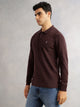 Thomas Scott Men Brown Regular Fit Long Sleeves Solid Polo Collar Knitted T-shirt