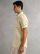 Yellow Regular Fit Short Sleeves Spread Collar 100% Cotton Casual Shirt For Men