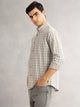 Thomas Scott Men Grey Cricket Club Slim Fit Long Sleeves Button-Down Collar Tartan Checks Cotton Linen Casual Shirt