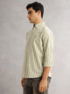 Thomas Scott Men Pista Cricket Club Slim Fit Long Sleeves Button-Down Collar Vertical Stripes Cotton Linen Casual Shirt